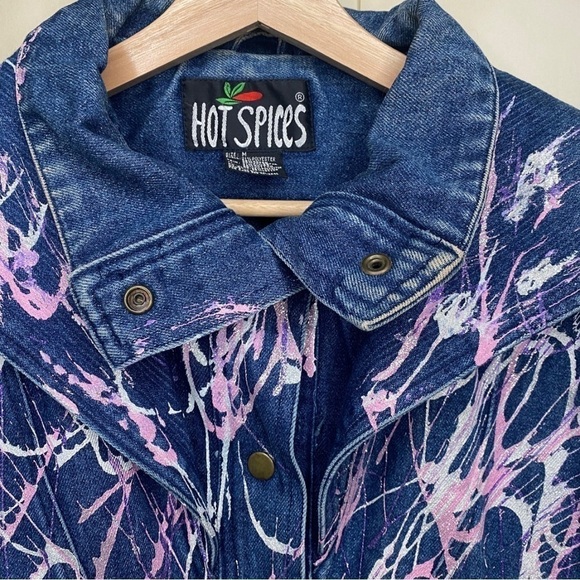 Hot Spices Vintage Sparkle Paint Jean Jacket Sz Med - Picture 3 of 12